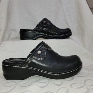 NEW Björndal Black Leather Clogs Comfort Mules 8 Boho Cottagecore Granola Y2K